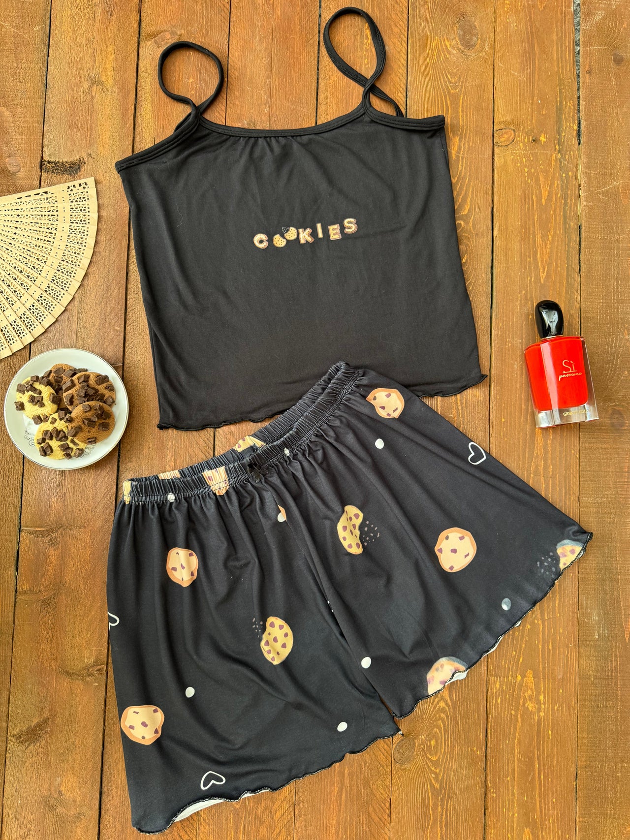 Women’s Hot Shorts & Tank Top Set Cookies Model