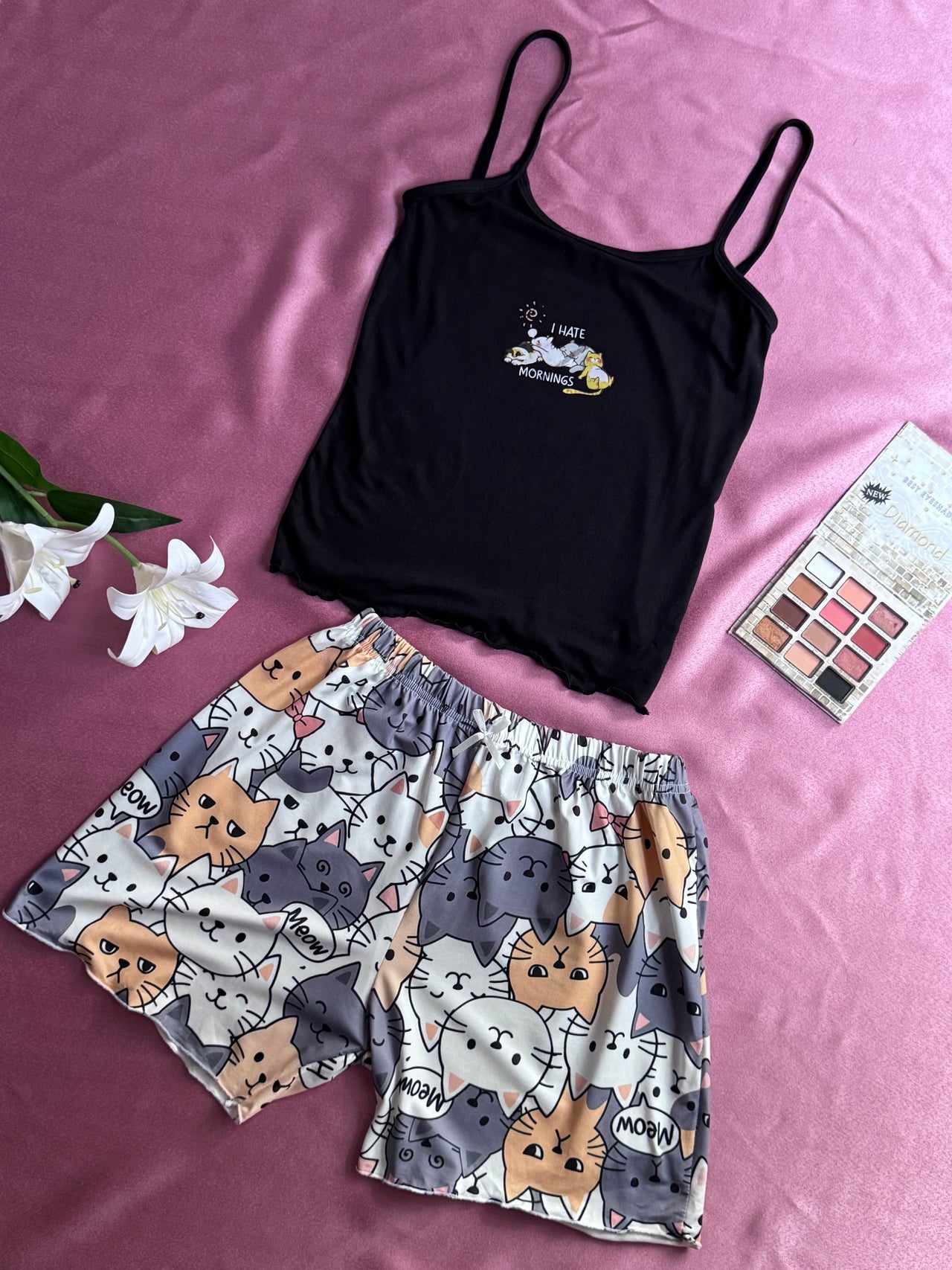 I Hate Mornings Hot Shorts & Cut Set