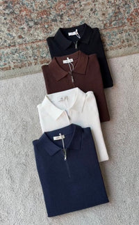 Thumbnail for Cotton Knit Polo T-Shirt