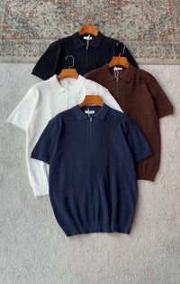 Thumbnail for Cotton Knit Polo T-Shirt